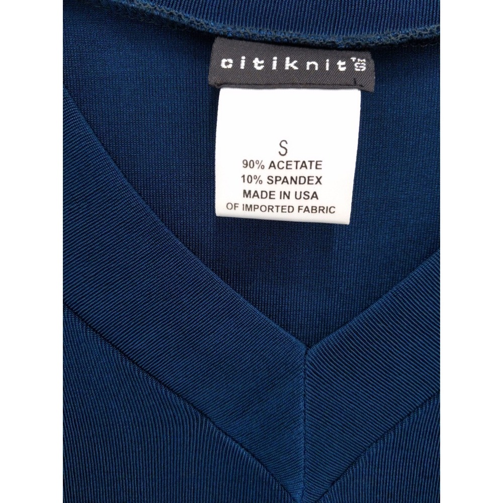 Citiknit Slinky Set V-Neck Long Sleeve Relaxed Fit Teal Sz S Travel Knit - Picture 7 of 10